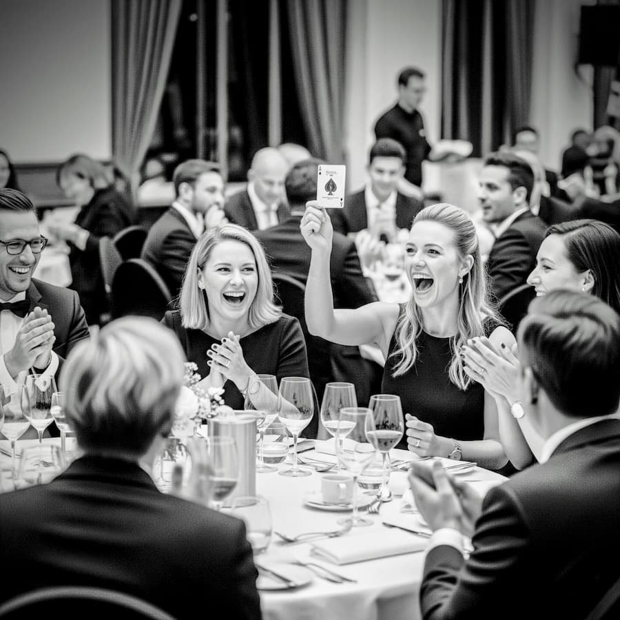 Zuschauer bei einem Auftritt von Zauberer Florian Schädlich in Frankfurt